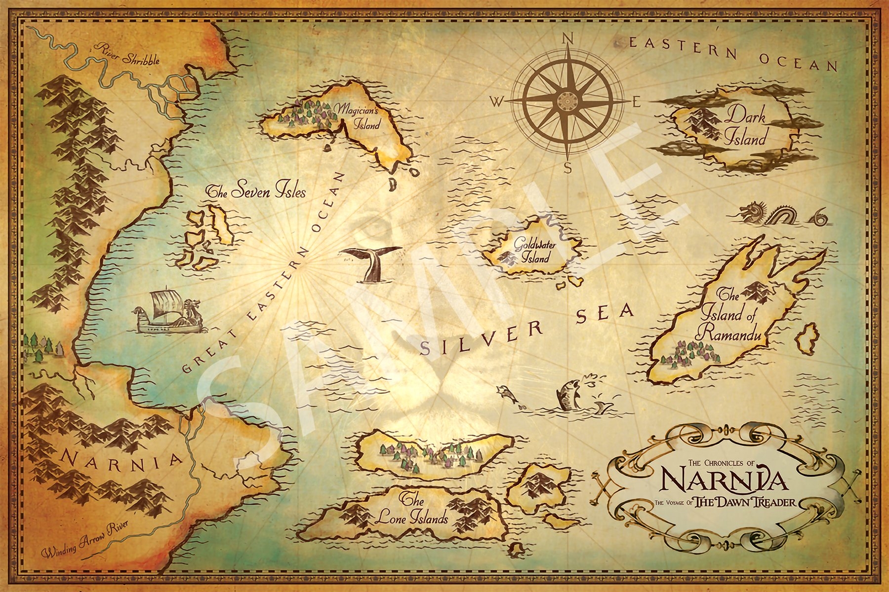 Amazon Best Print Store The Chronicles Of Narnia The Voyage Of The Dawn Treader Map Poster 11x17 Inches Office Products