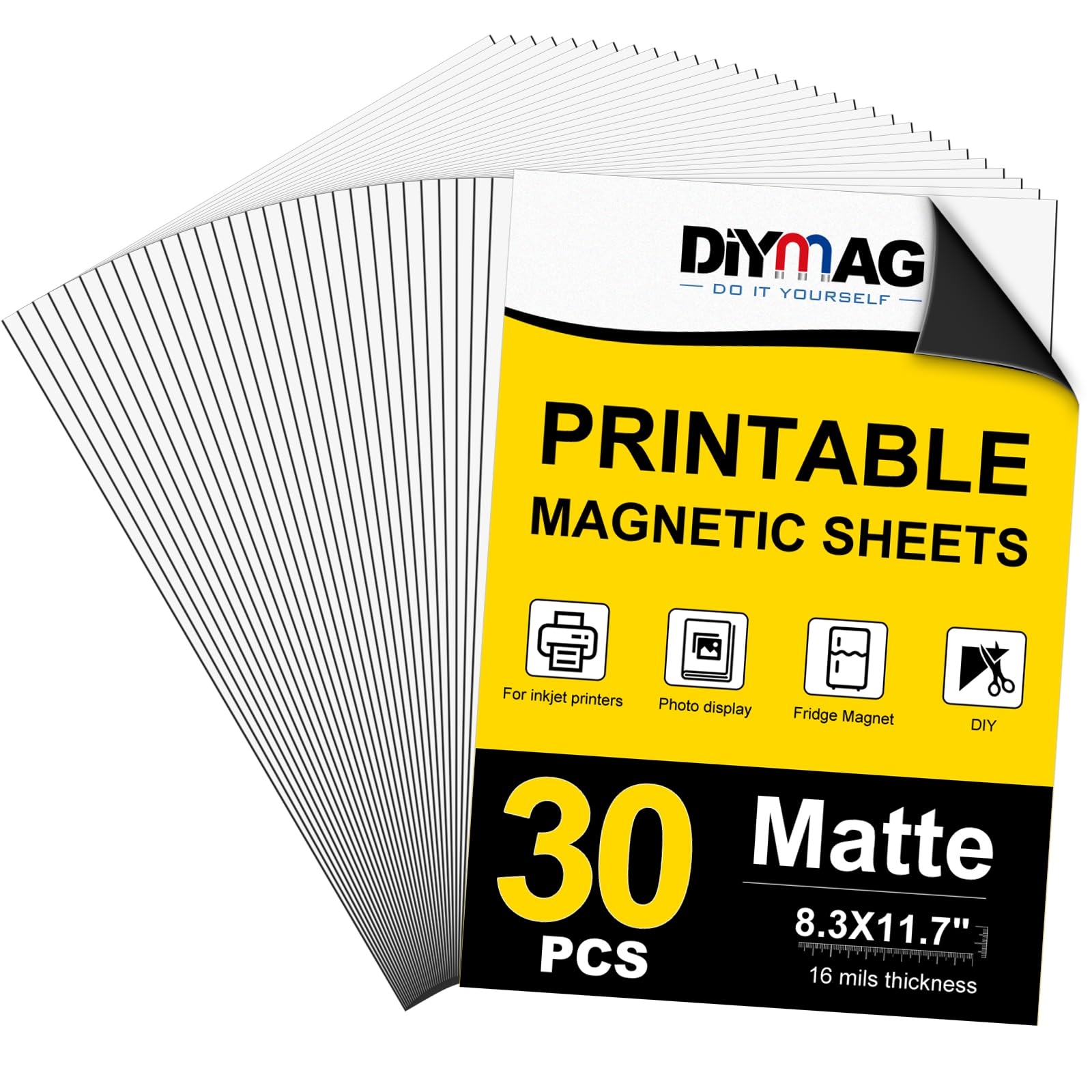 Amazon DIYMAG 30Pcs Printable Magnetic Sheets 8 3 X 11 7 Flexible Magnet Sheet Matte Magnets Paper Non Adhesive Make Refrigerator Photos For Inkjet Printer Photo Magnetics For DIY Crafts Office Products
