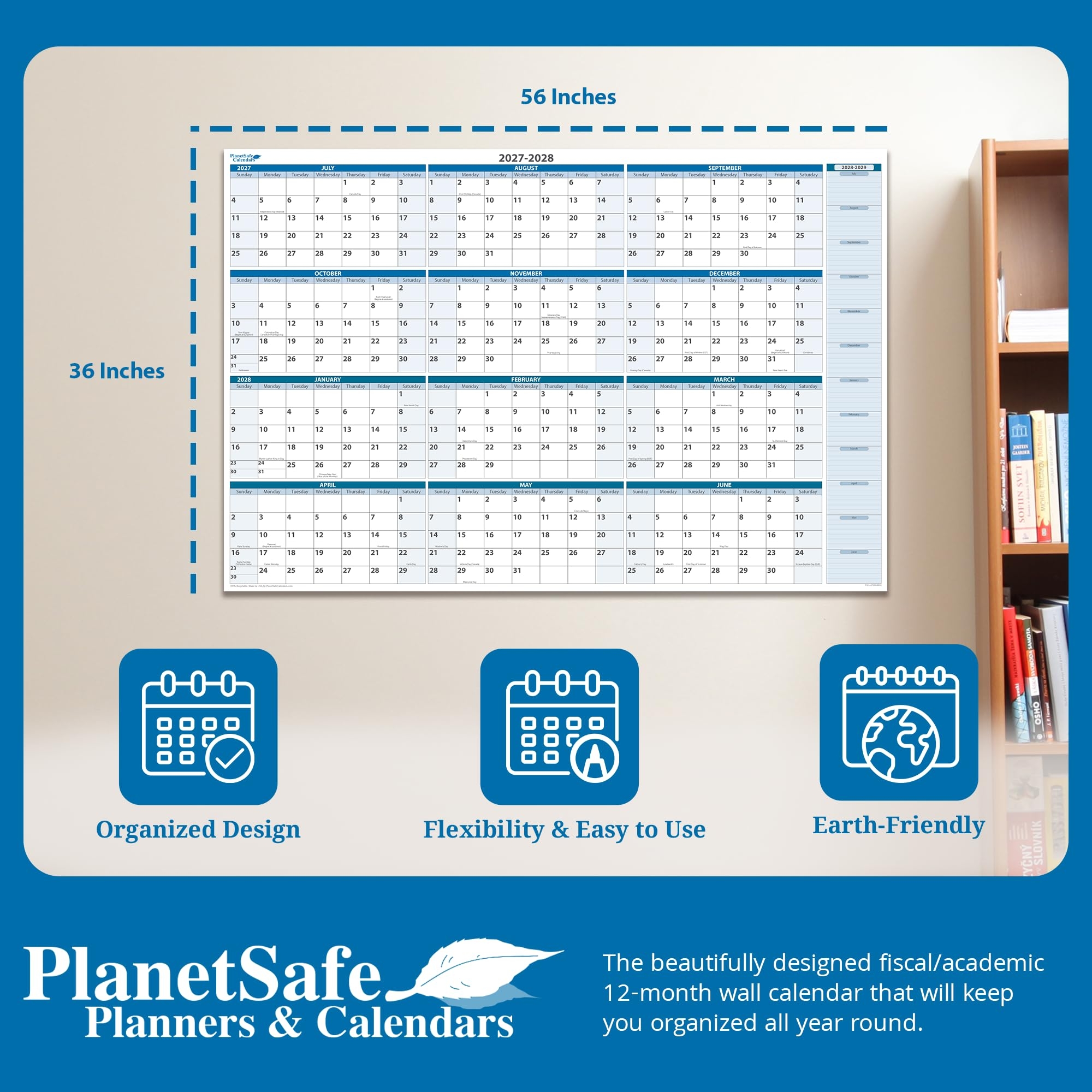 Amazon Fiscal Academic Split Year July 2025 To June 2026 Horizontal 12 Month Wall Calendar 36 X 56 Dry Wet Erasable With Next Year Planner Area Complete With Fine Tip Dry erase Marker