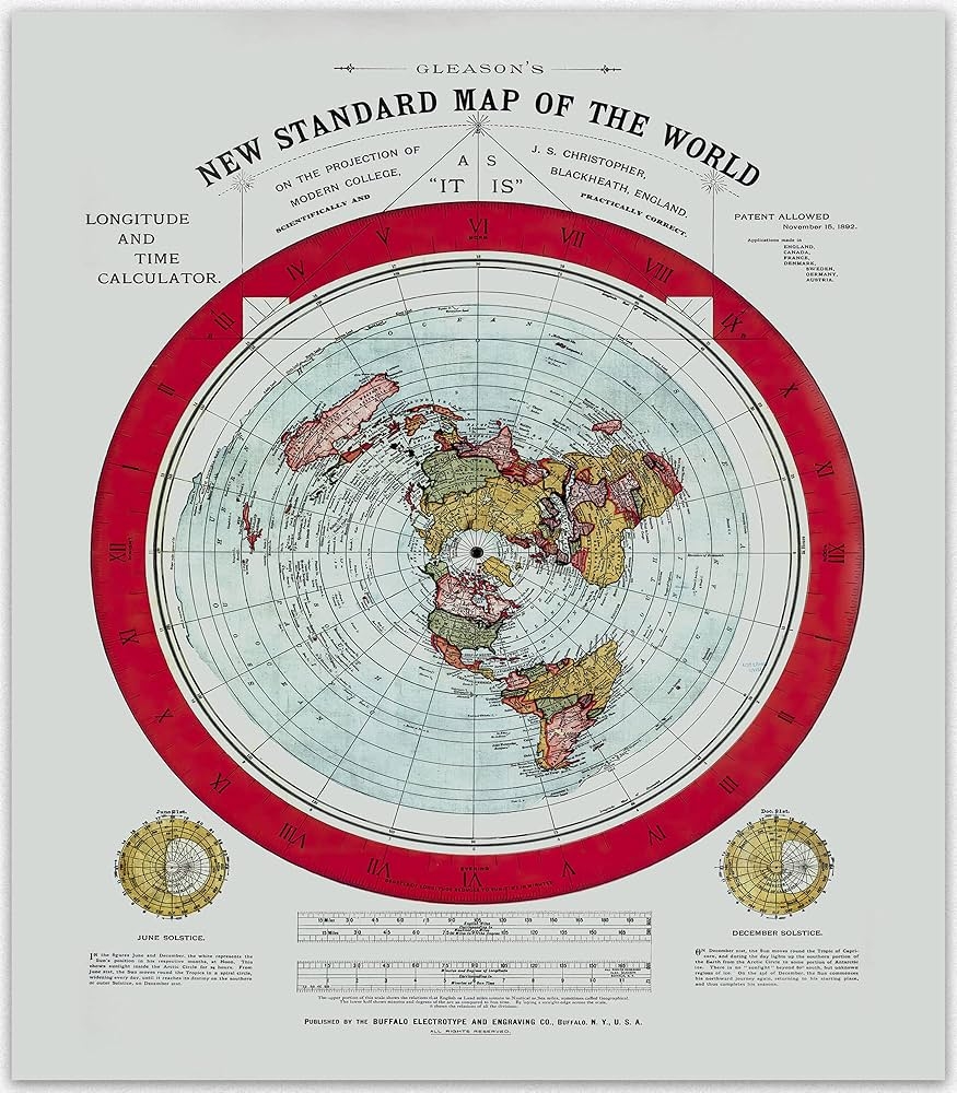 Amazon Flat Earth Map Alexander Gleason s New Standard Map Of The World 1892 Flat Earth Map Print Vintage Posters Antique Artwork For Walls Classroom Map Flat Earth