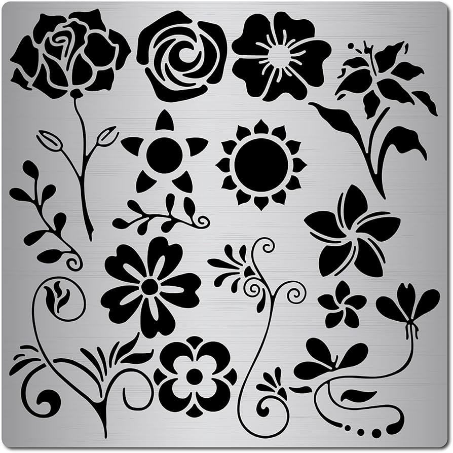 Amazon GORGECRAFT 6 3 Inch Metal Rose Stencil Flowers Vines Template Stainless Steel Floral Painting Reusable Templates Journal Tool For Painting Wood Burning Pyrography And Engraving