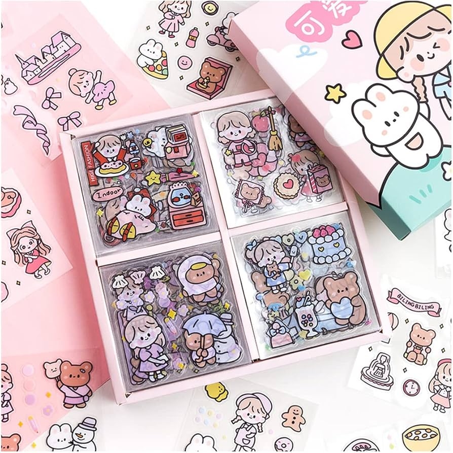 Amazon Kawaii Stickers Set 100 Sheets Cute PET Transparent Cartoon Animal Flower Decorative Scrapbook Sticker For Bullet Journaling DIY Arts Crafts Album Planners Junk Journal Calendars And Notebook