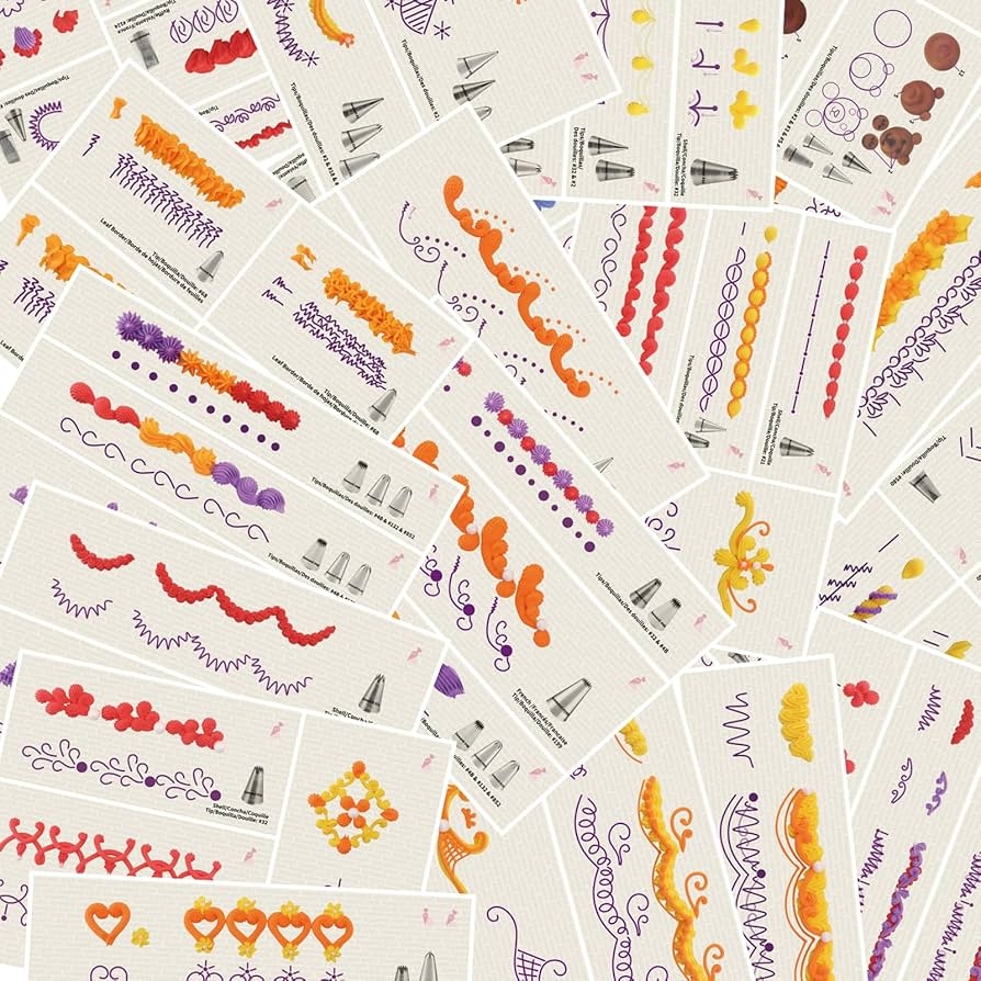 Amazon Kowanii Piping Tips Practice Board Guide Paper Sheets 250 Cake Decorating Tips Techniques Tutorial Patterns 74 Sheets Set Home Kitchen