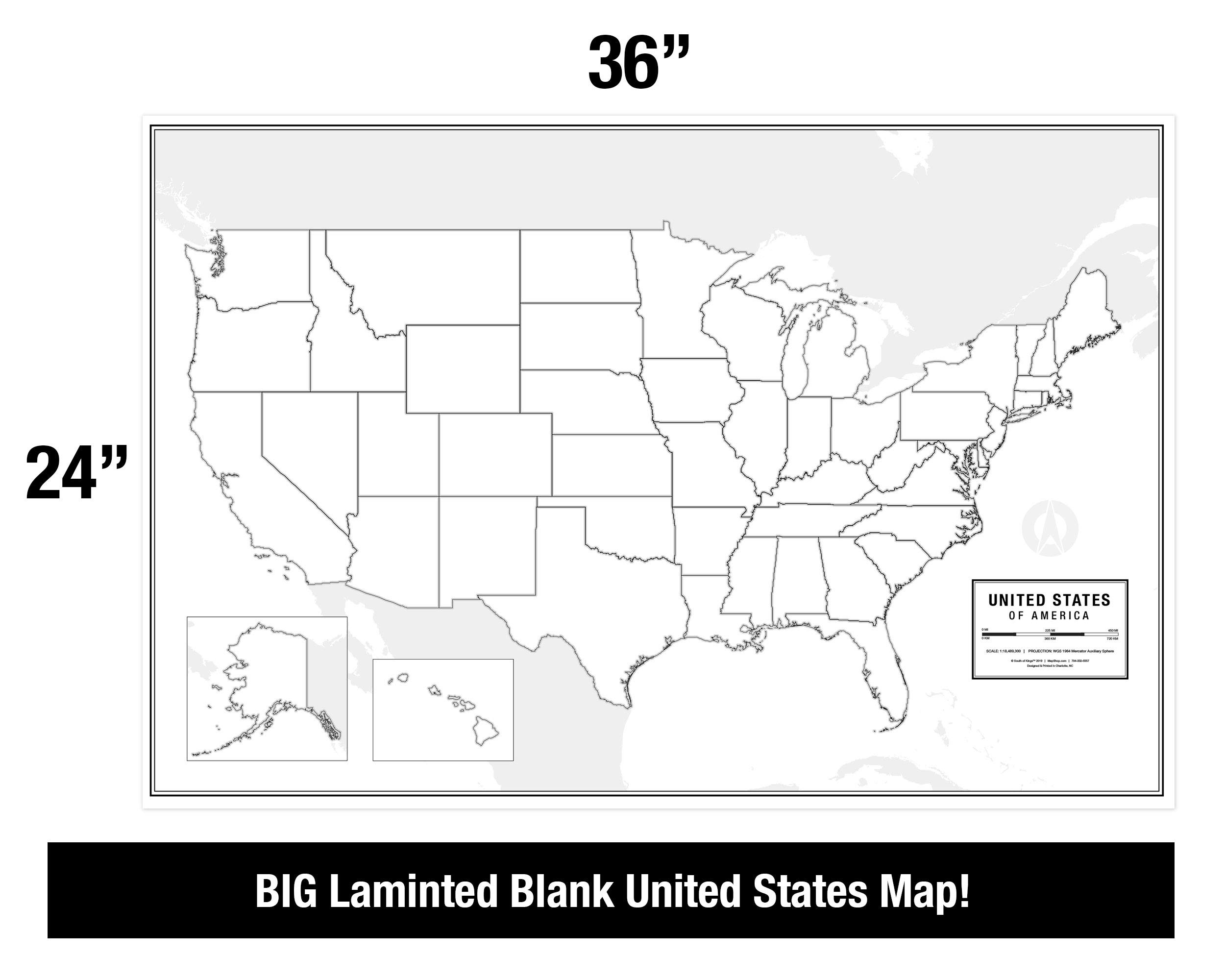 Amazon Large Blank United States Outline Map Poster 