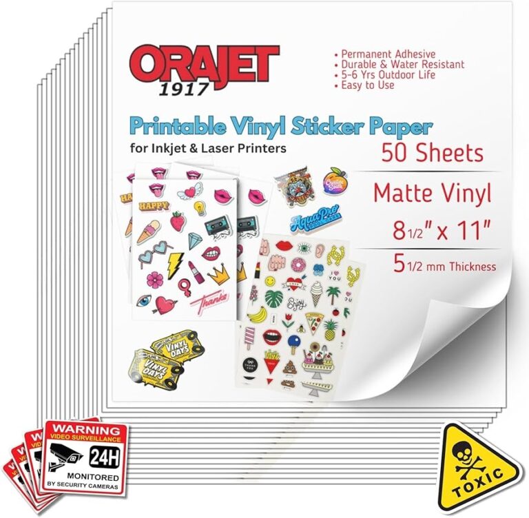 Amazon ORAJET 1917 Printable Permanent Vinyl Sticker Paper 50 Matte Finish Sheets 8 5 X 11 Use With Inkjet Lazer Printers And Cricut Silhouette Graphtec Perfect For DIY Stickers Signs Tumblers 