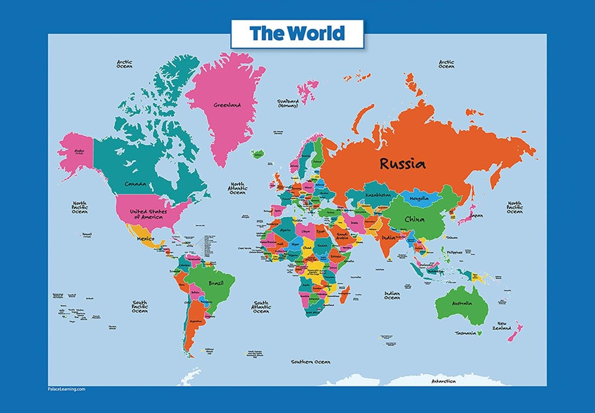 Amazon World Map For Kids LAMINATED Wall Chart Map Of The World 18
