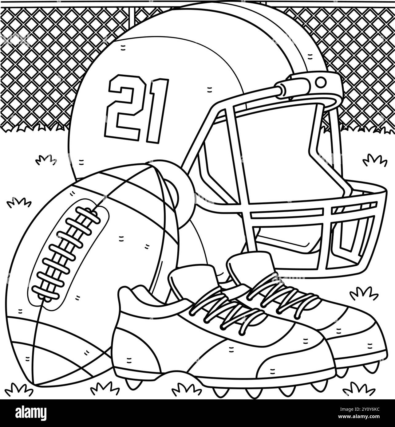 American Football Equipment Coloring Page Stock Vector Image Art Alamy American Football Equipment Coloring Page Stock Vector Image Art Alamy
