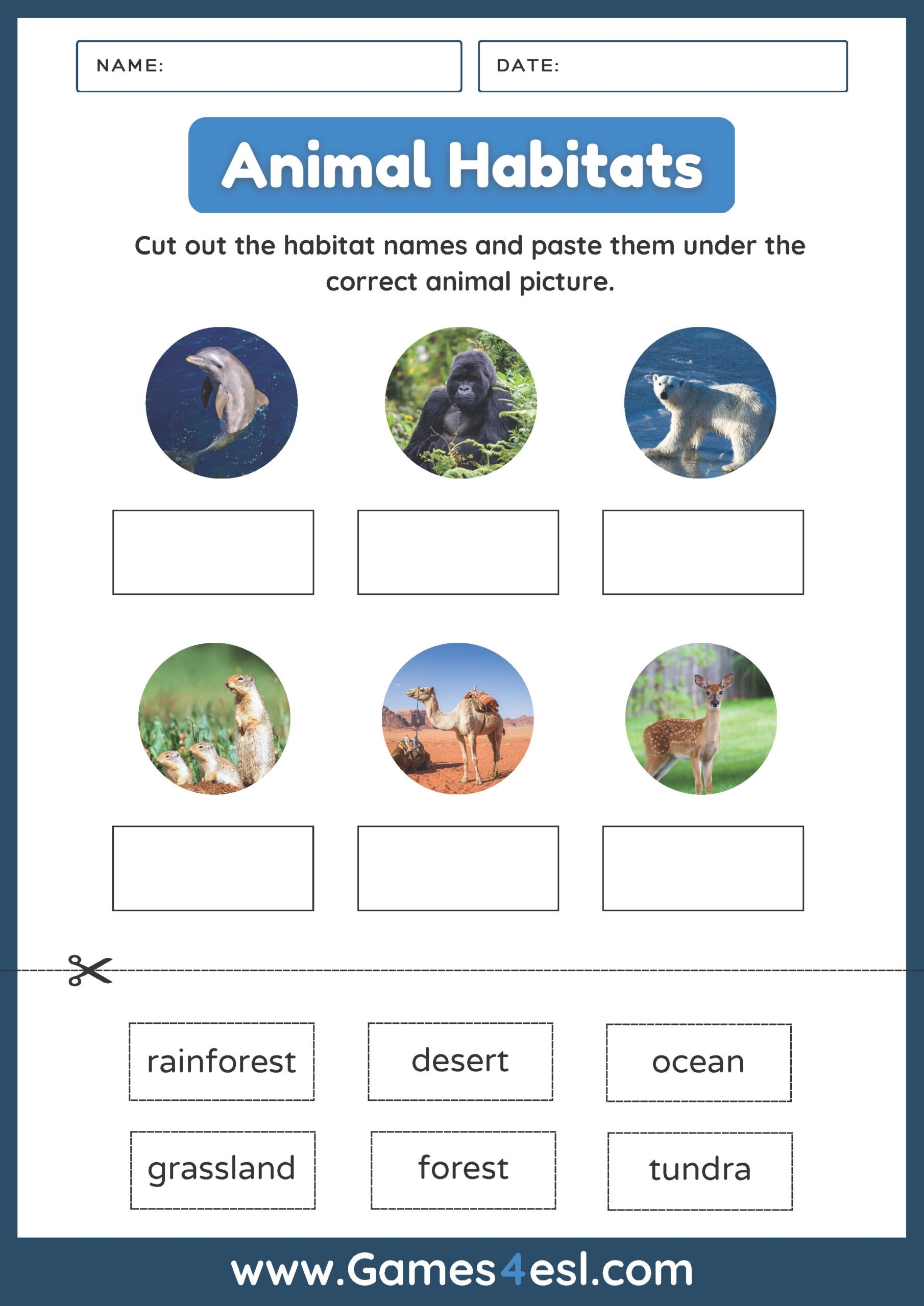 Animals And Habitats Free PDF Worksheets Games4esl