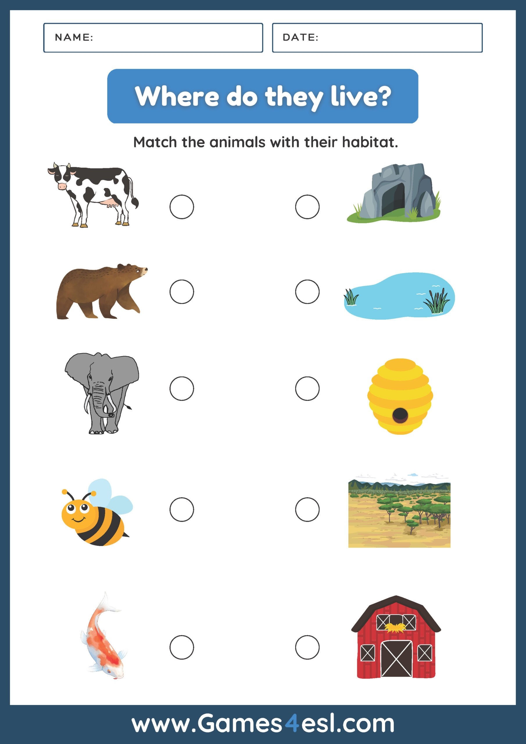 Animals And Habitats Free PDF Worksheets Games4esl