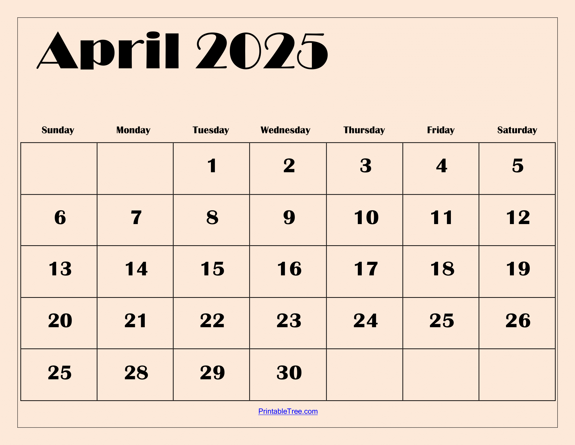 April 2025 Calendar Printable PDF Template With Holidays April 2025 Calendar Printable PDF Template With Holidays