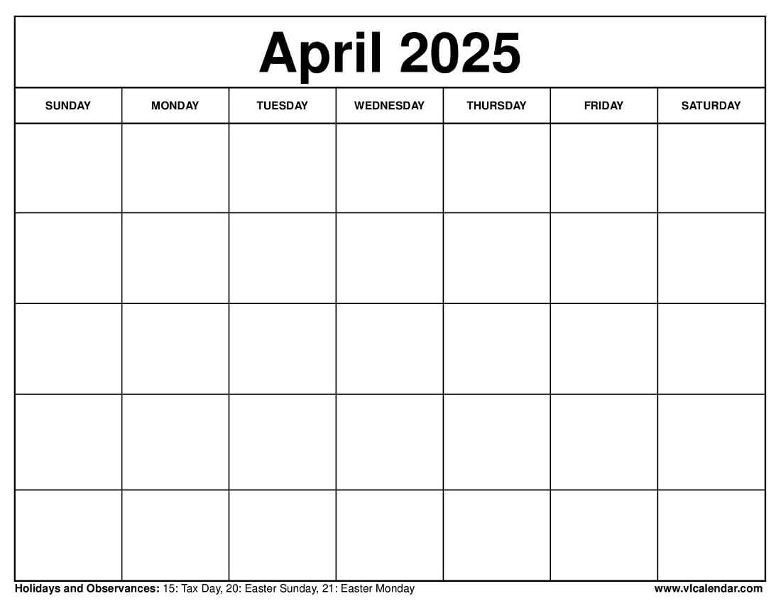 April 2025 Calendar Printable Templates U0026 Planning Guide April 2025 Calendar Printable Templates U0026 Planning Guide