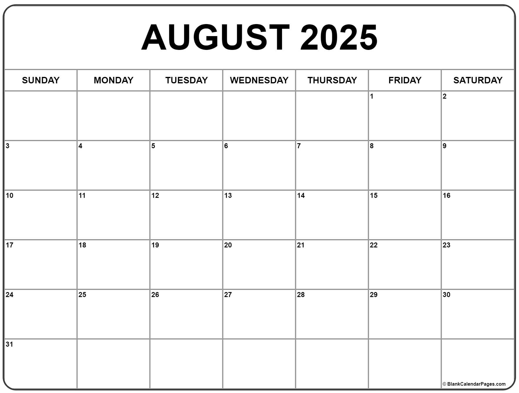 Printable Calendar August 2025-June 2026