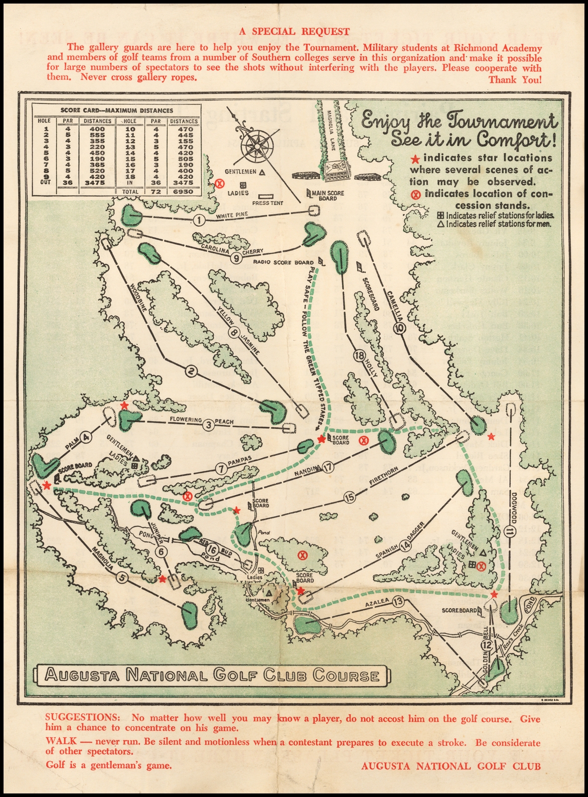 Augusta National Golf Club Course Barry Lawrence Ruderman Antique Maps Inc 