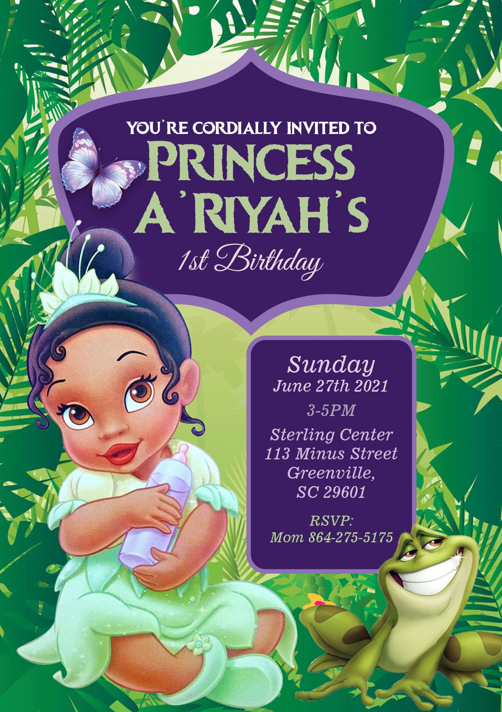 Baby Tiana Invitation Princess And The Frog Invitation