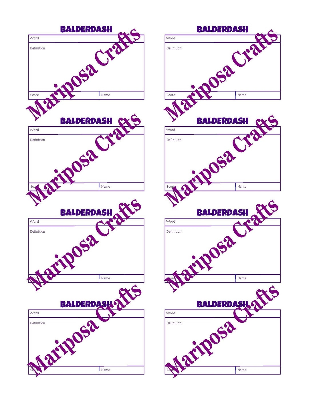 Balderdash Extra Score word Cards Digital Download Etsy