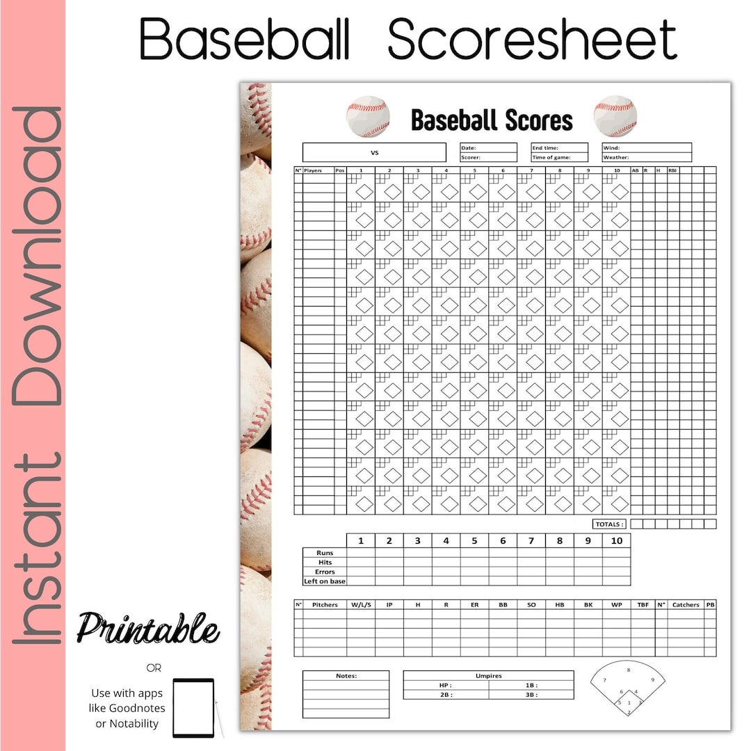 Baseball Scoresheet Softball Scoresheet Printable Scoresheet Etsy Baseball Scoresheet Softball Scoresheet Printable Scoresheet Etsy