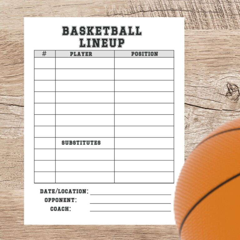 Basketball Lineup Card Team Roster Coaches digital Download Etsy Norway