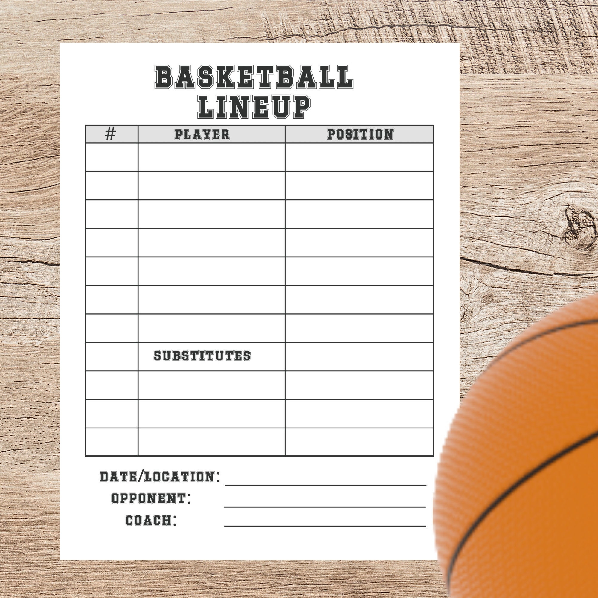 Basketball Lineup Card Team Roster Coaches digital Download Etsy Norway