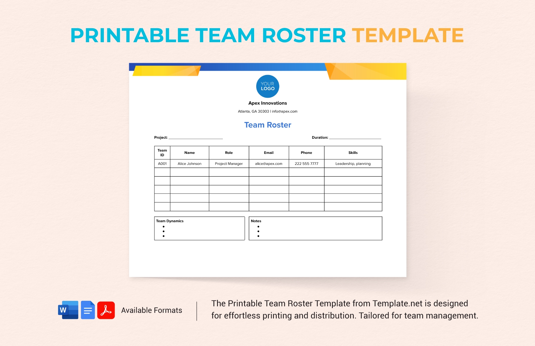 Basketball Team Roster Template In Word Google Docs Download Template 
