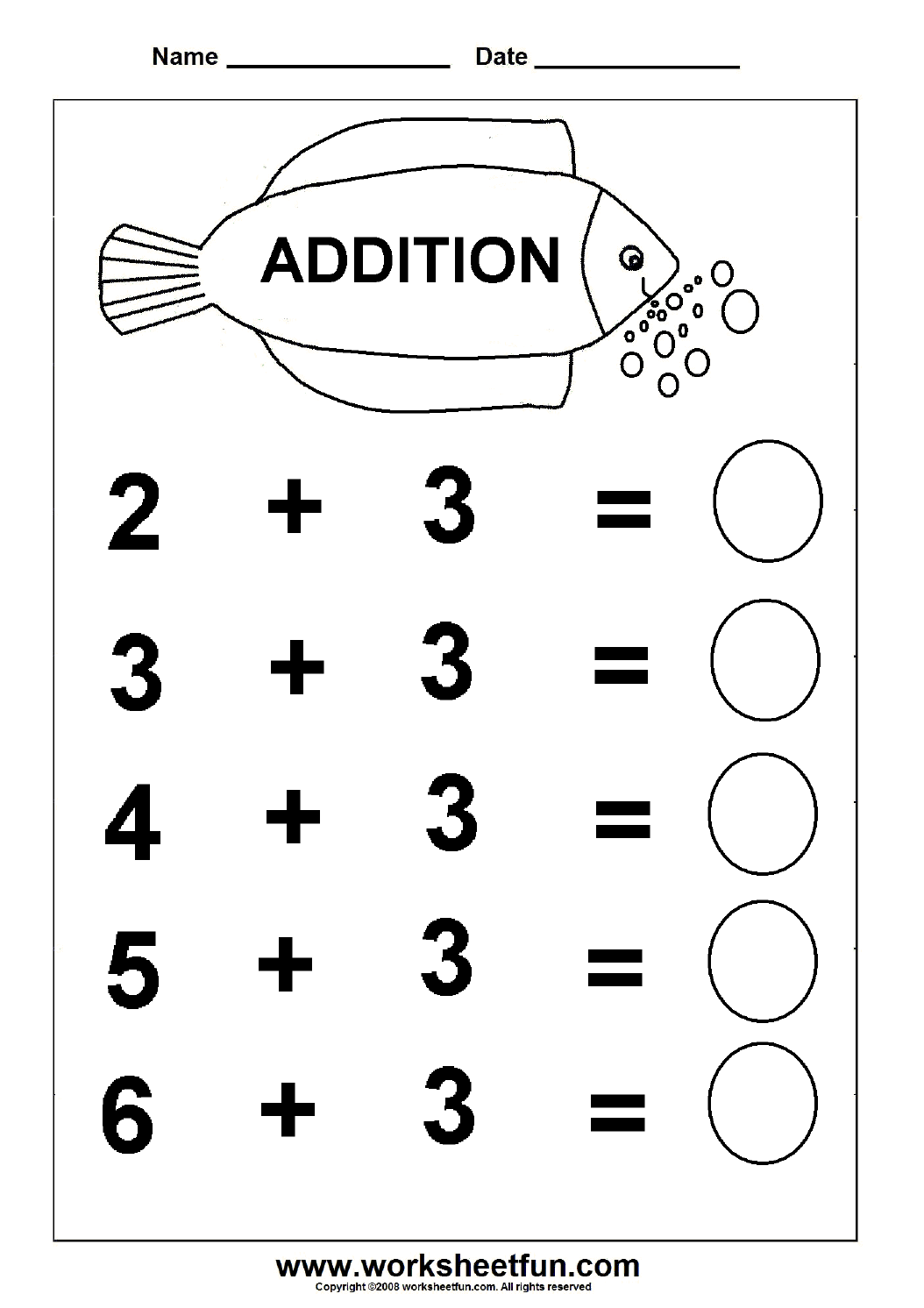 Printable Math Worksheets Addition