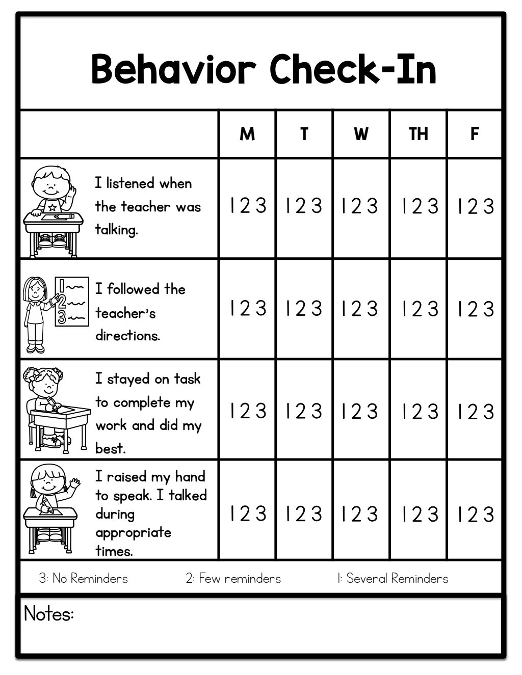 Printable Behavior Tracking Sheet Pdf