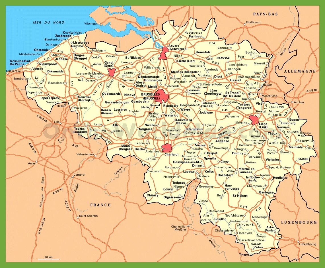 Printable Map Of Belgium