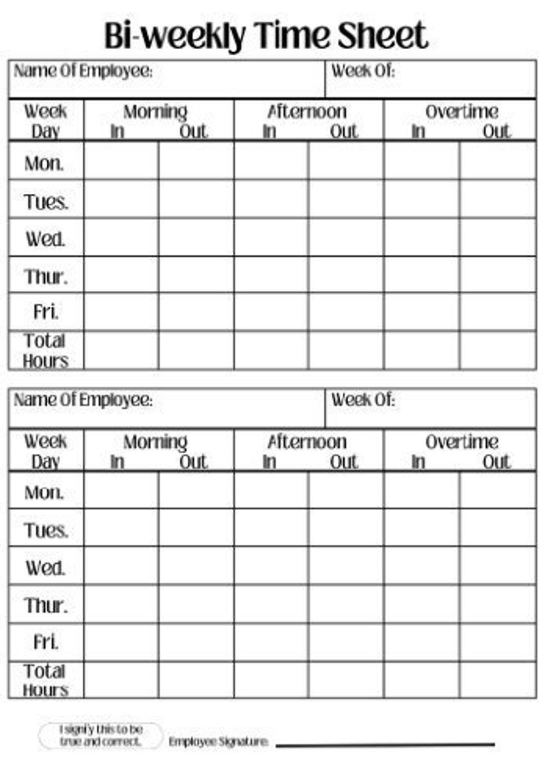 Bi weekly Employee Time Sheet Printable Work Log digital Download Etsy Bi weekly Employee Time Sheet Printable Work Log digital Download Etsy