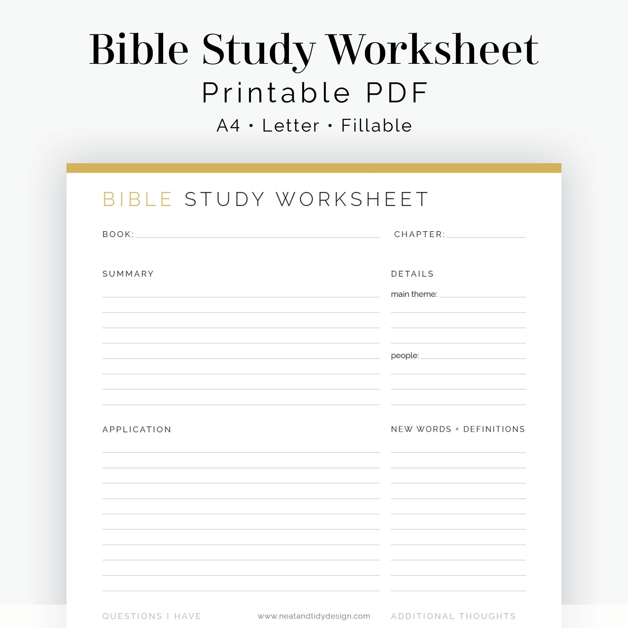 Bible Study Worksheet Fillable Printable PDF Journaling 