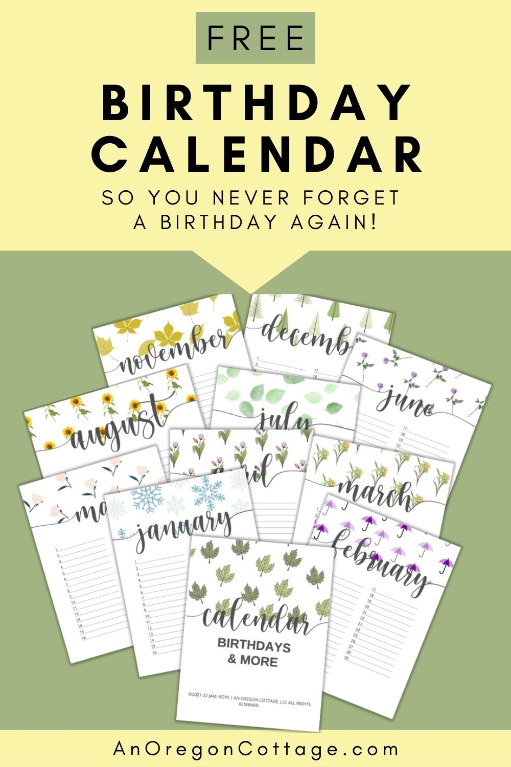 Birthday Calendar Printable Free Download An Oregon Cottage Birthday Calendar Printable Free Download An Oregon Cottage
