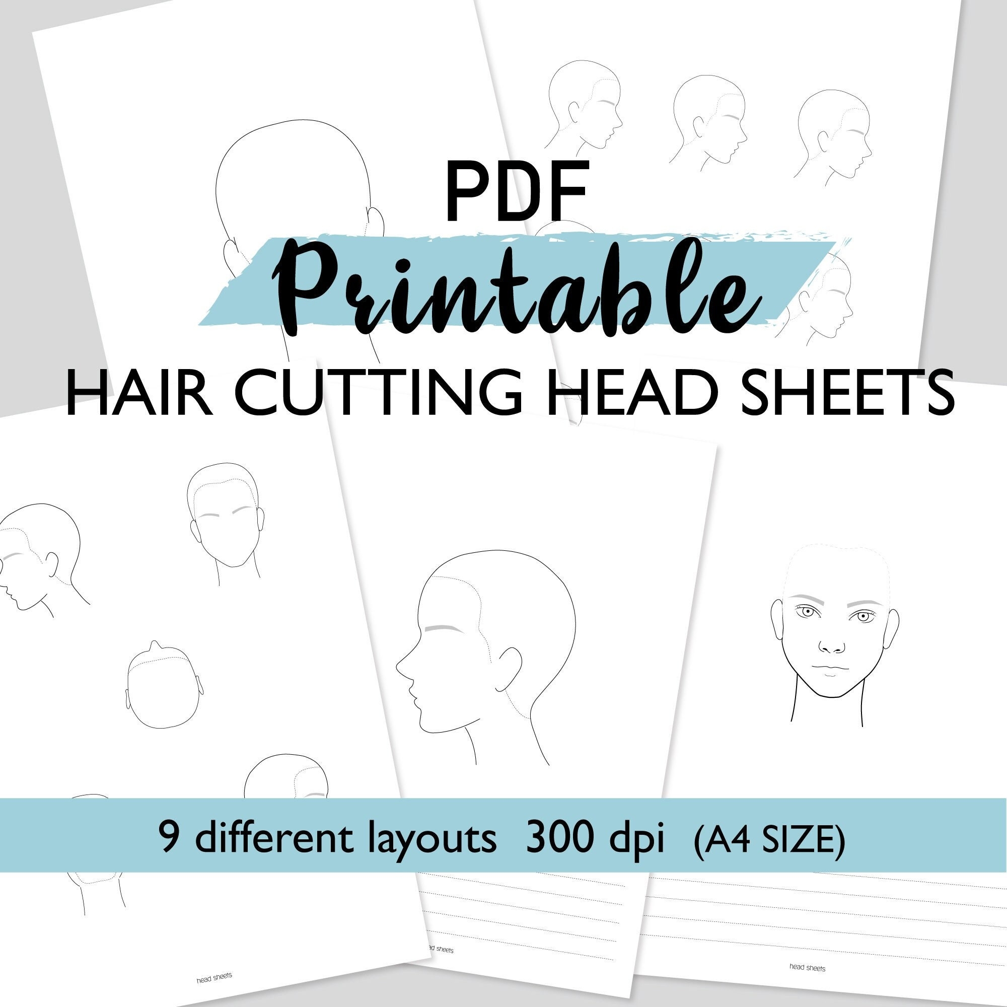 Blank Hair Cutting Head Sheets PDF Printable A4 Size For Hairdressing Cosmetology Students Salon Etsy Finland
