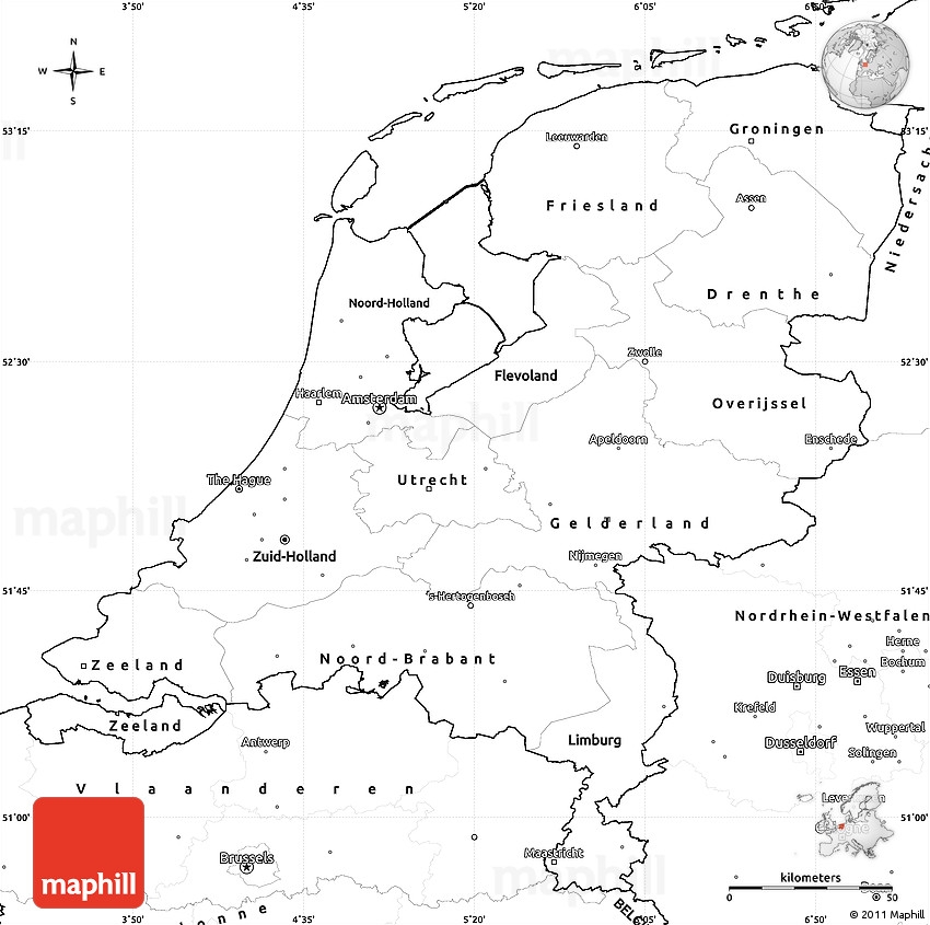 Printable Map Netherlands