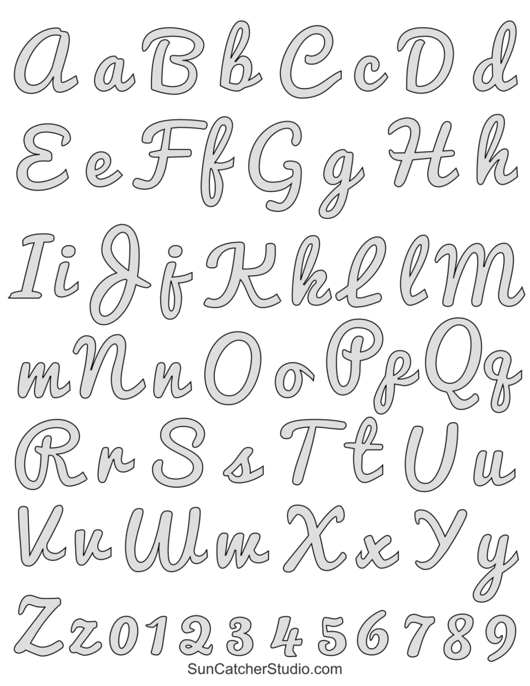 Bold Thick SCRIPT Letter Stencils Number And Alphabet Patterns 