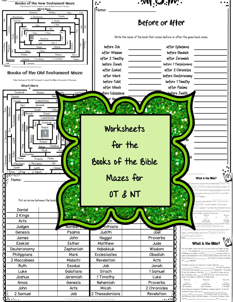 Books Of The Bible Printable Worksheets
