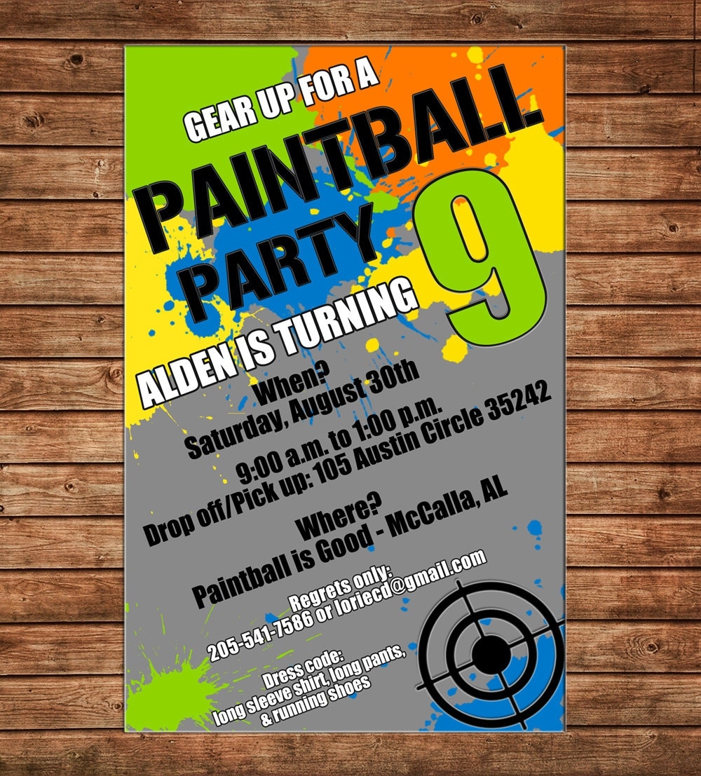 Free Printable Paintball Invitation Template