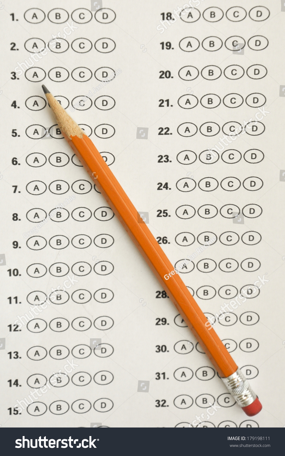 Bubble Answer Sheet Stock Photo 179198111 Shutterstock
