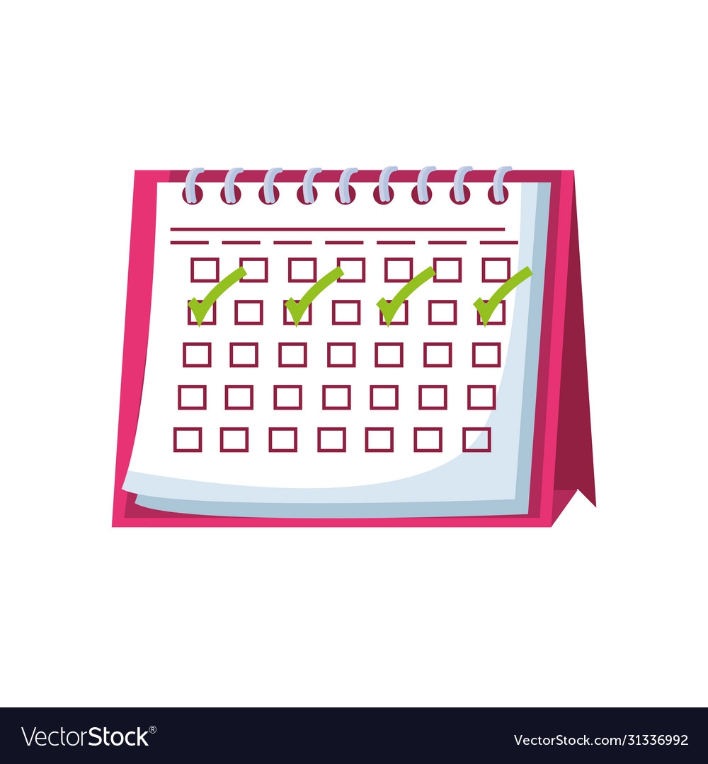 Calendar With Check Boxes On White Background Vector Image