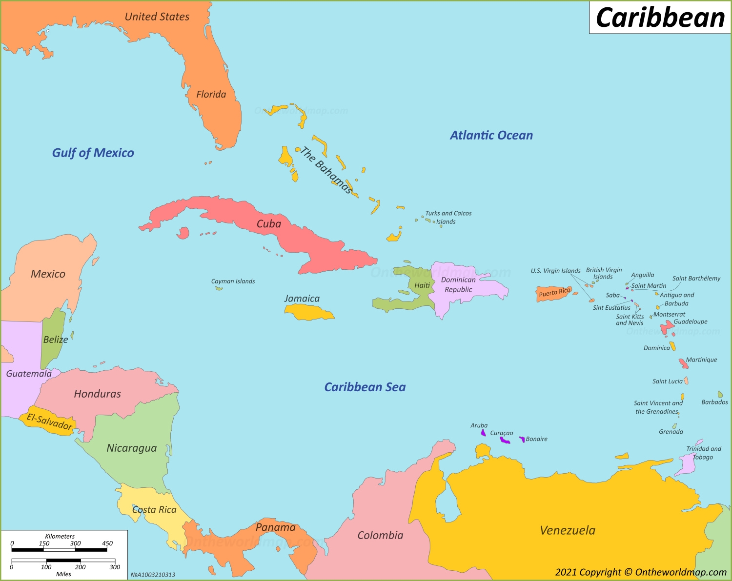 Printable Map Of The Caribbean Islands