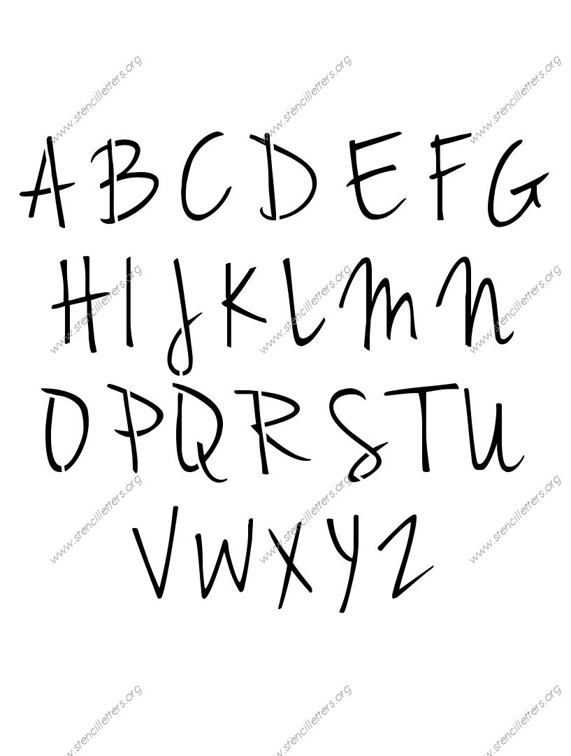 Casual Handwritten Cursive Uppercase U0026 Lowercase Letter Stencils 