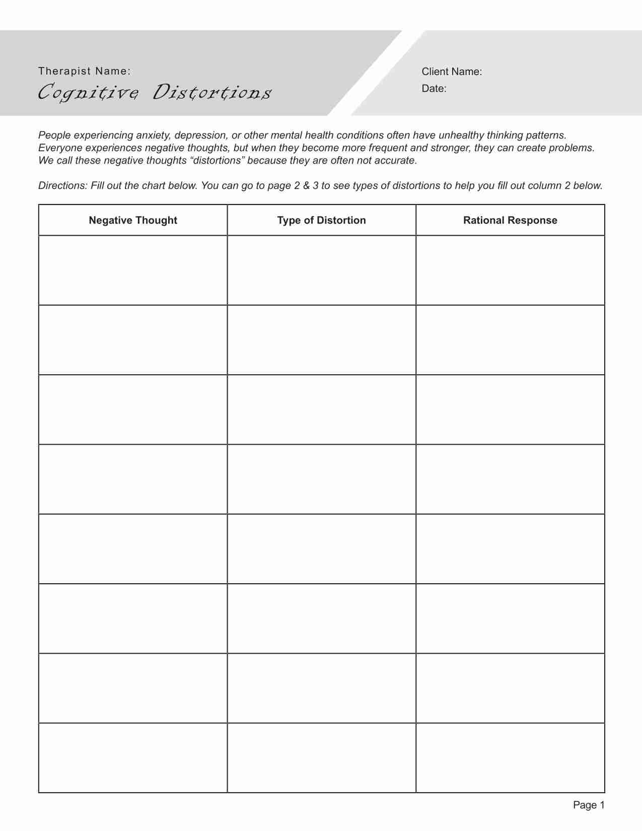 CBT Worksheets Bundle PDF Templates For Adults TherapyByPro