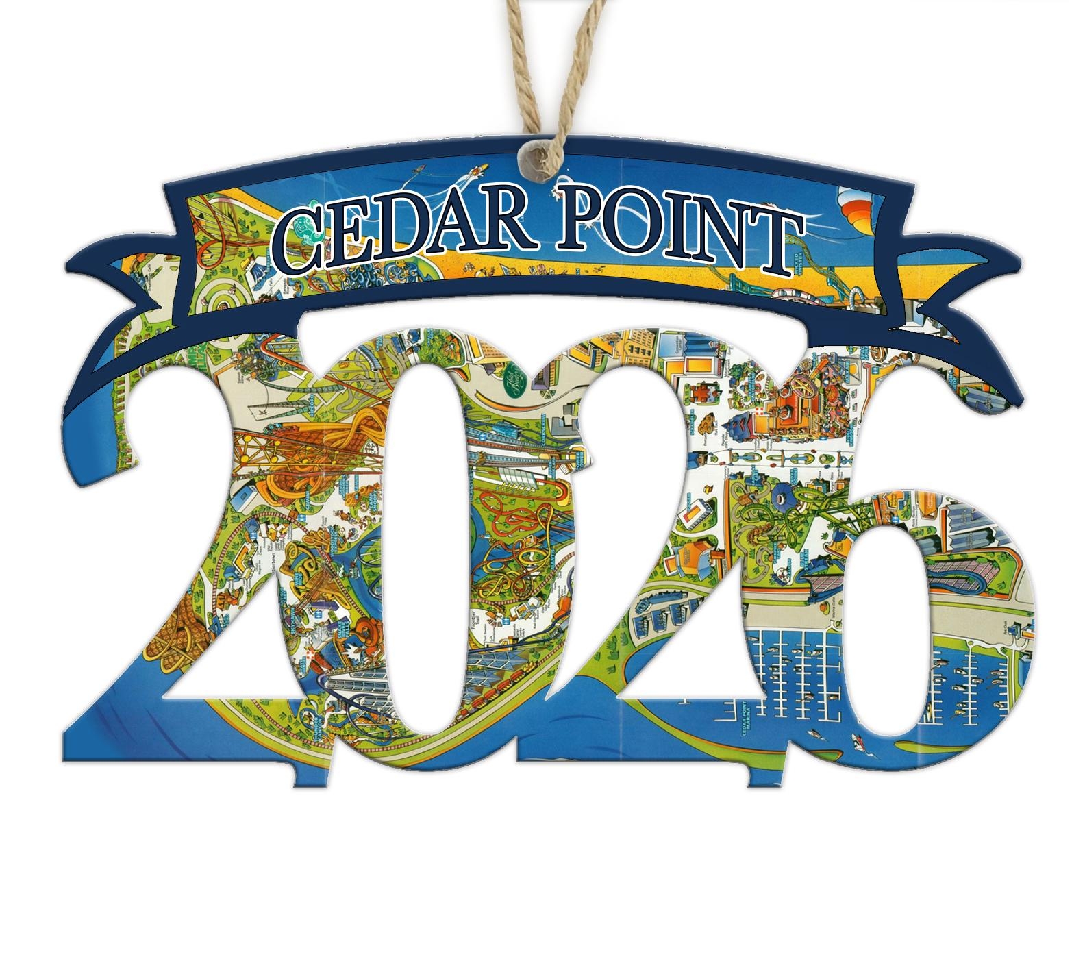 Cedar Point OH Custom YEAR Shaped Park Wood Map artwork Ornament Etsy