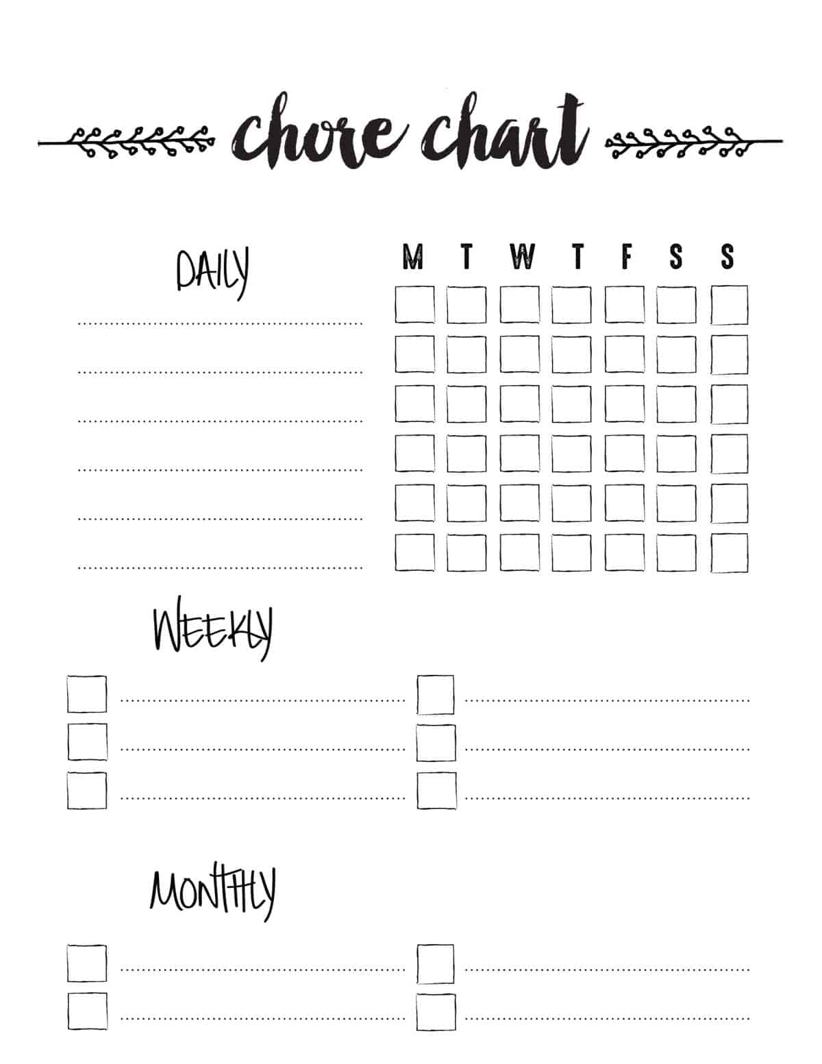 Free Printable Chore Chart Pdf