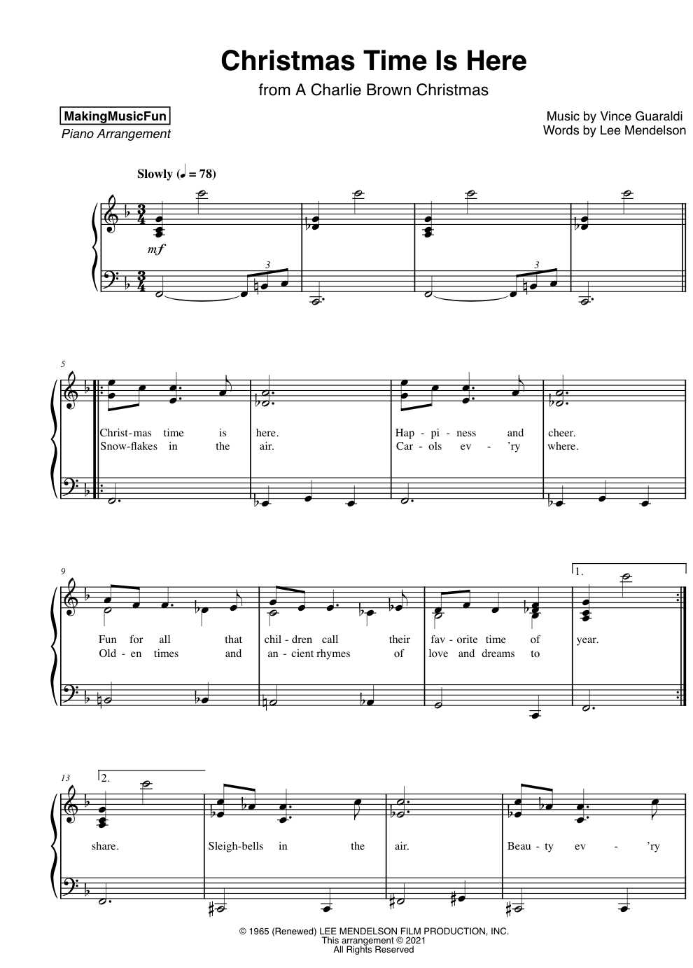 Piano Christmas Sheet Music Free Printable