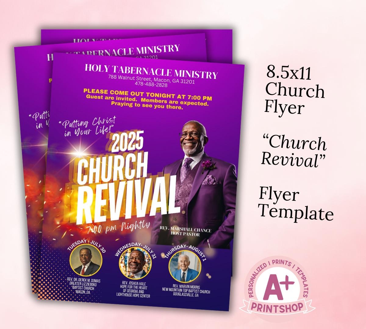 Church Flyer Template Church Revival Flyer Editable Printable Instant Download Digital Flyer Purple Color Scheme Canva Template Etsy