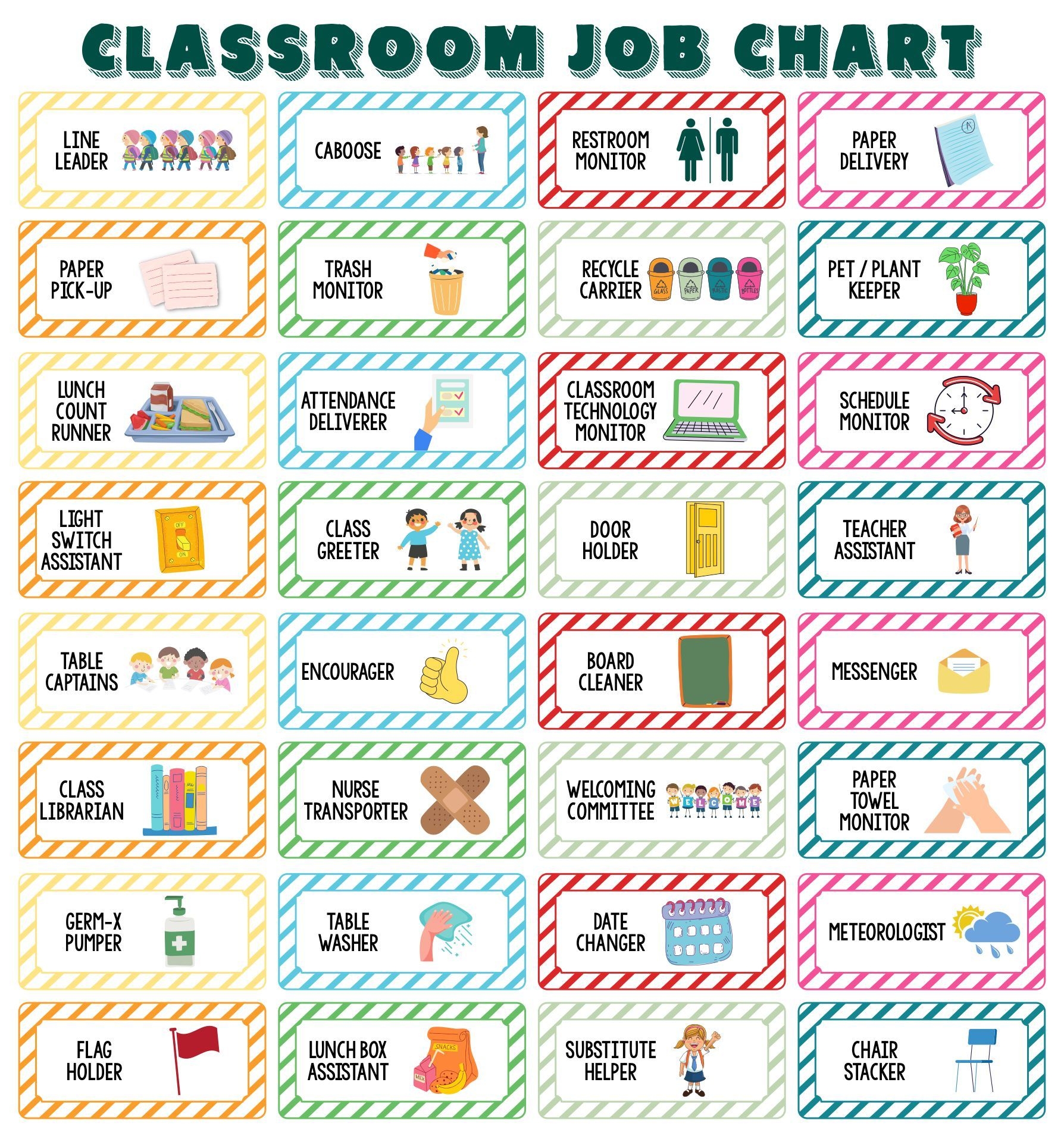 Classroom Helper Chart Free Printables Classroom Helper Chart Free Printables