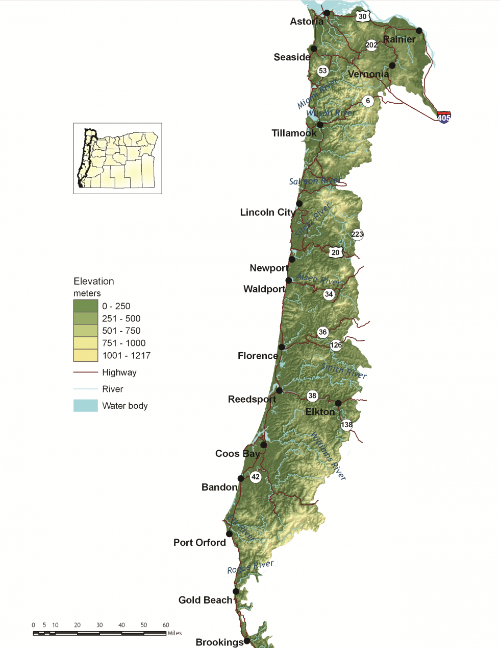 Oregon Coast Map Printable