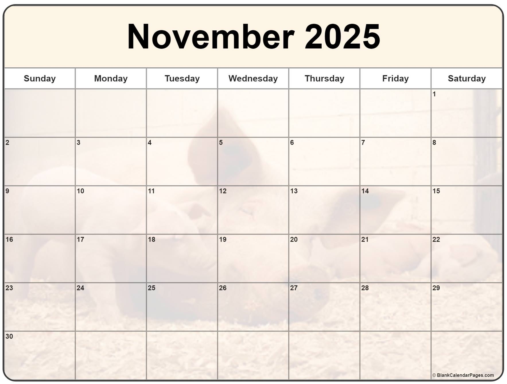 Collection Of November 2025 Photo Calendars With Image Filters 