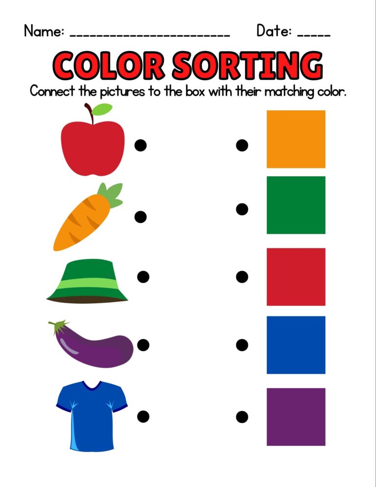 Color Sorting Worksheet Etsy