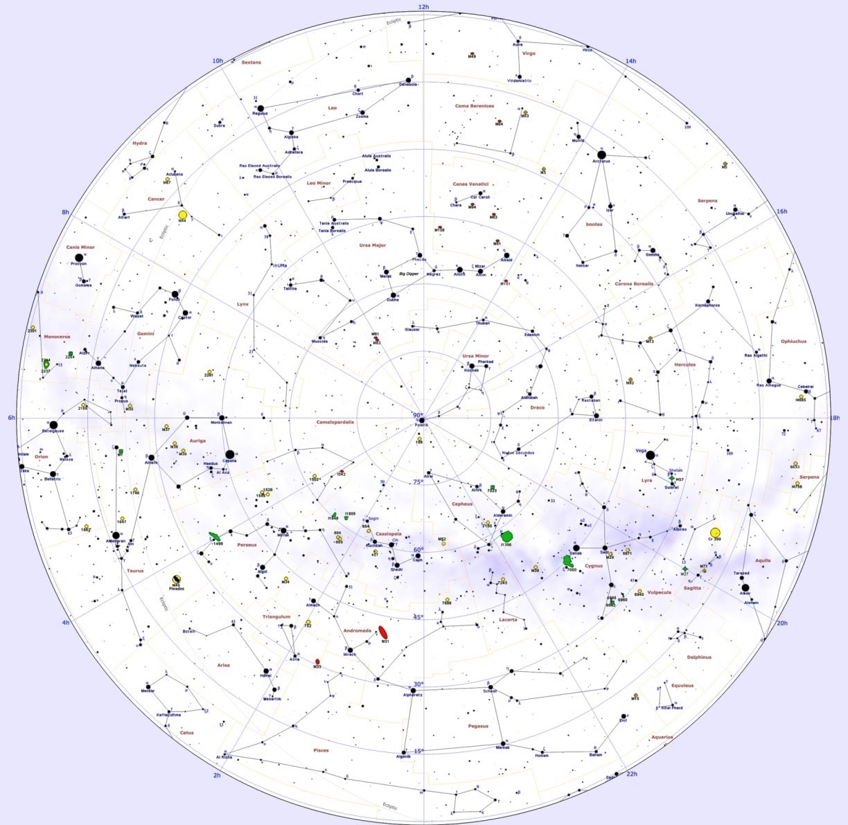 Printable Star Map Northern Hemisphere