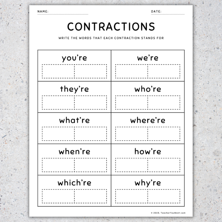 Contractions Worksheets And Activities Grammar Practice Review Pages Made By Teachers