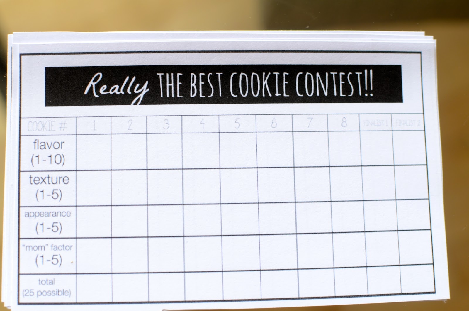 Cookie Contest Judging Sheet Free Printable